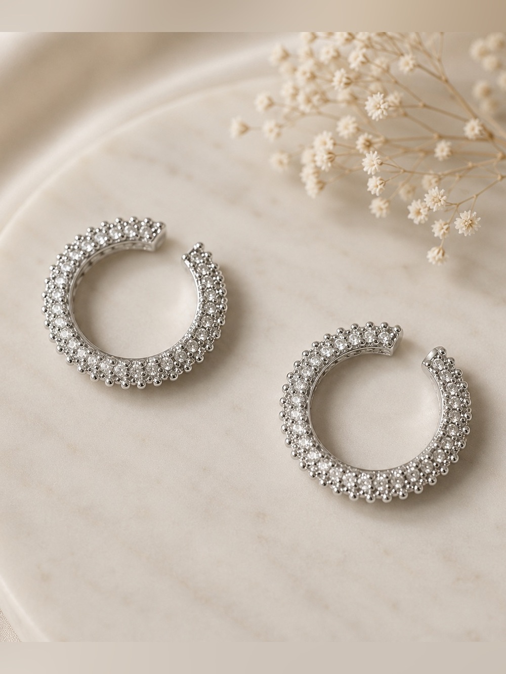 Silver Textured Ear Cuffs No Piercing Minimalist Cartilage Jewelry Set of 2 NWT